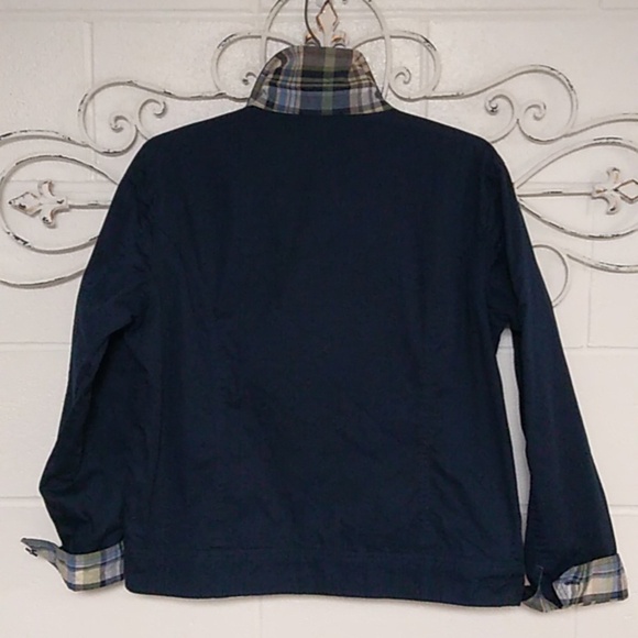REVERSIBLE, PLAID TO NAVY, COLLARED, ZIP FRONT, JACKET - Picture 4 of 10